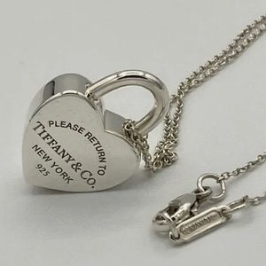 Return to Tiffany Heart Charm Padlock Lock or Pendant in Sterling Silver